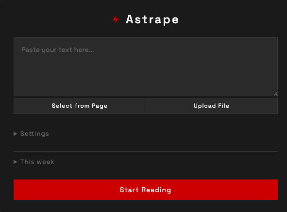 Astrape - Input screen
