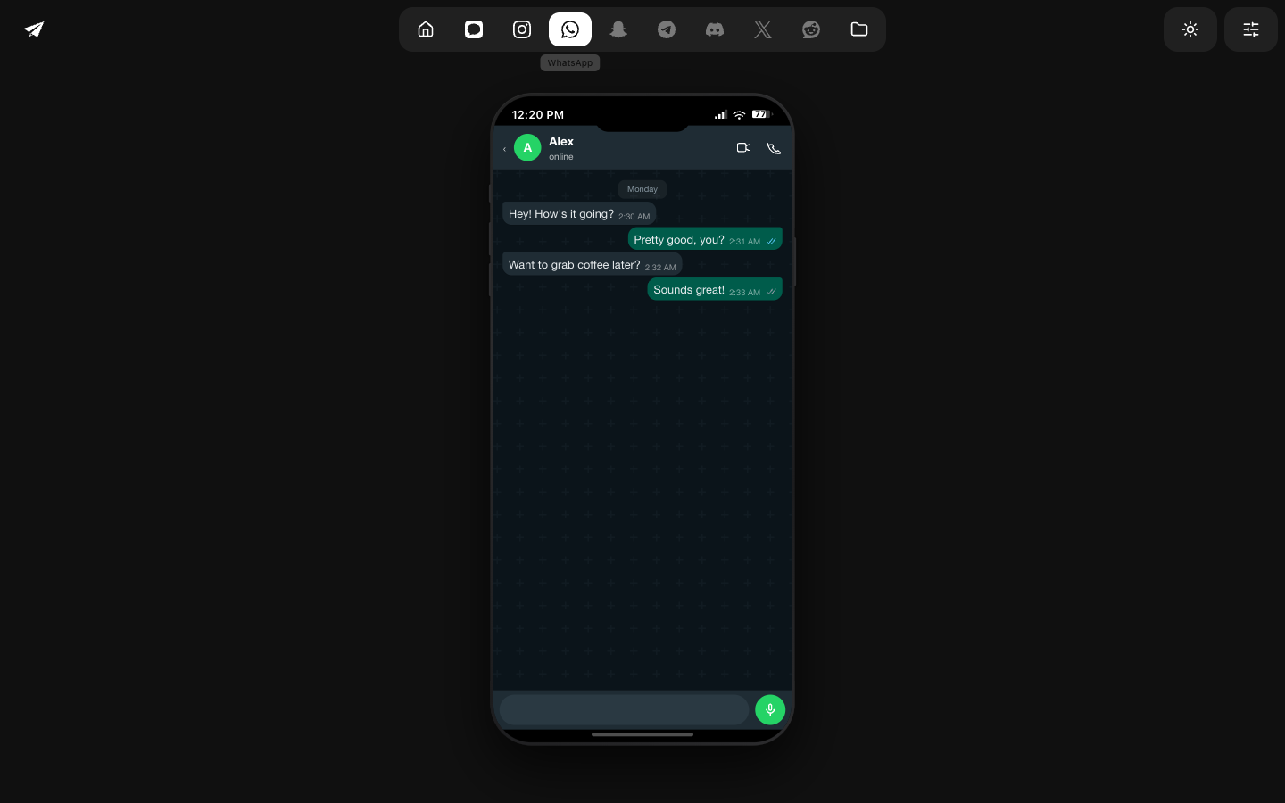 DMForge - WhatsApp chat view